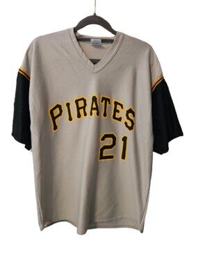 Park Anthony Pittsburgh Pirates Roberto Clemente #21 Gray V-neck Pullover Jersey